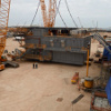 The living quarters shortly before being installed onto the oil rig structure