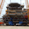 The completed living quarters safely installed onto the platform